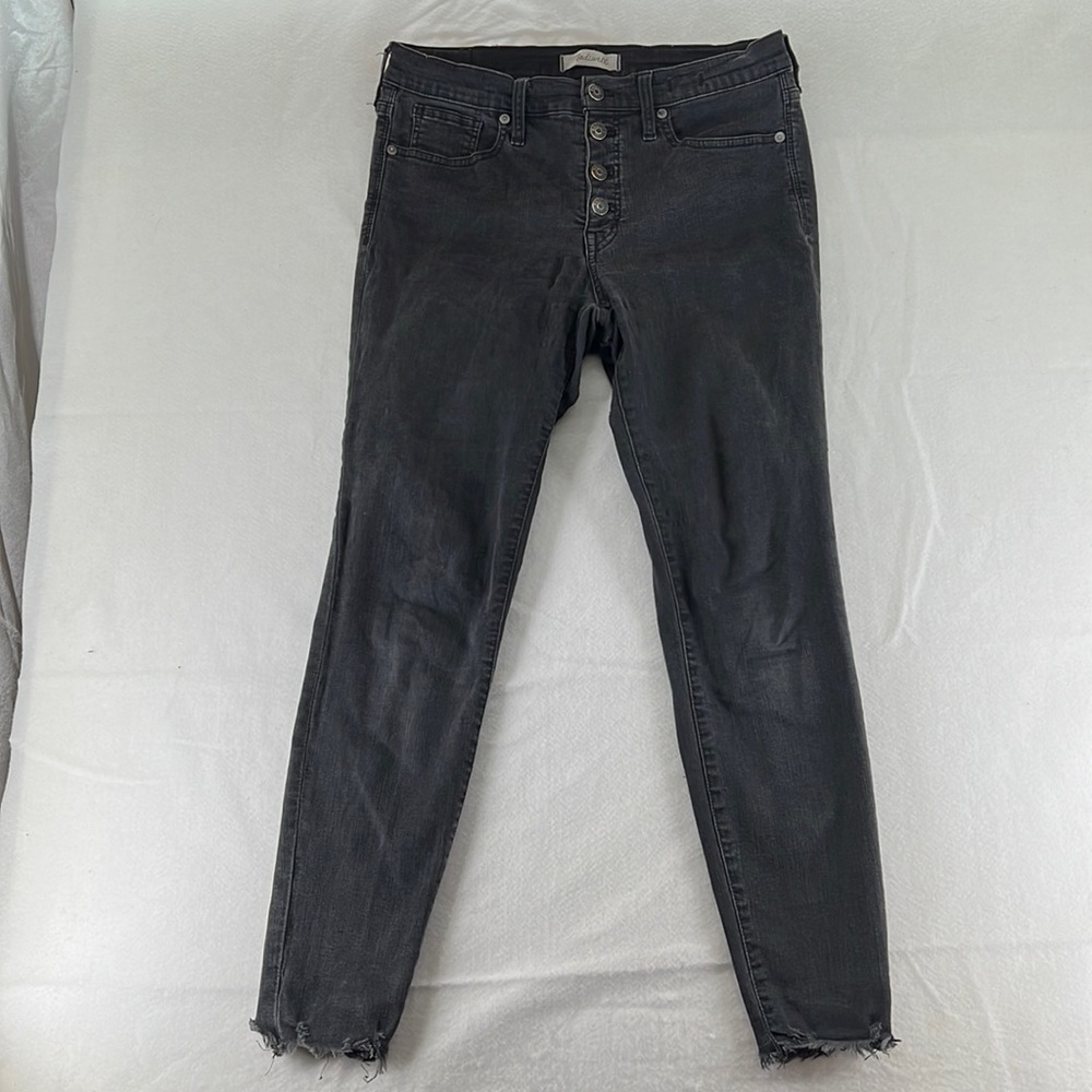 Madewell High Rise Skinny Jeans Black Button Fly Ankle Womens Size 27 Pants FLAW